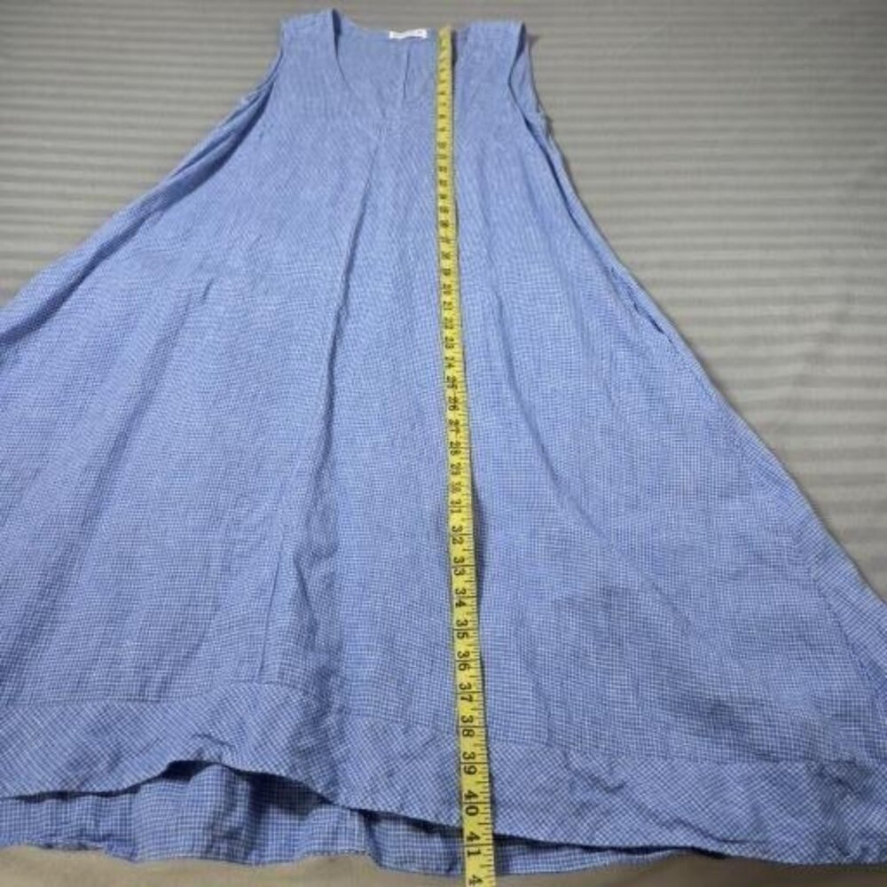 Mes Soeurs Et Moi Dress Womens Small Blue Linen Sleeveless V Neck A Line Midi - Picture 6 of 9